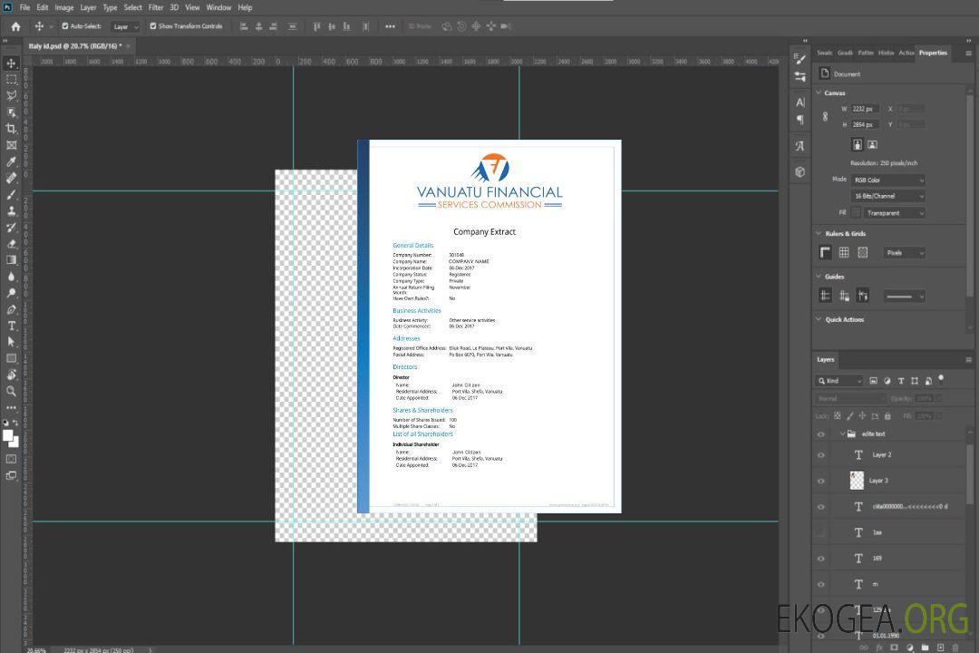 Extrait de société de Vanuatu template